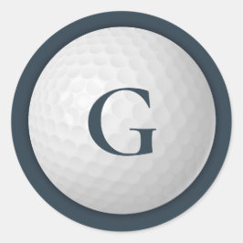 Blå monogram Golf Boll Runt Klistermärke