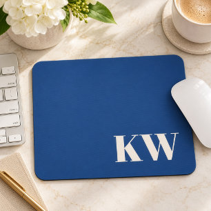 Blå monogram klassiskt skrivbordsaccessoar musmatta