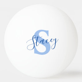 Blå monogram namn och inledande pingisboll