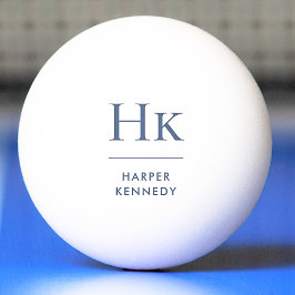 Blå Monogram Namn Personlig Navy och White Pingisboll