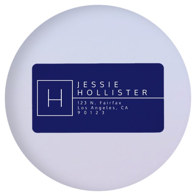 Blå monogrammad Returadress Adressetikett (Skapare uppladdad)