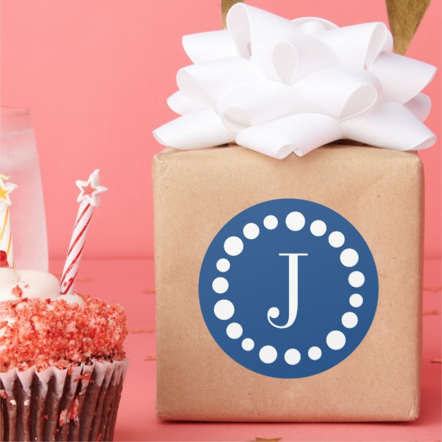 Blå monogrammallsmärken runt klistermärke (Part)