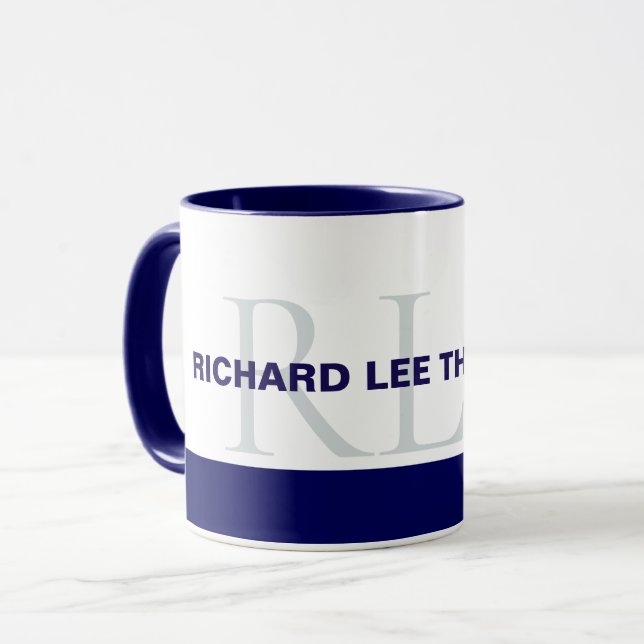 blå monogrammet mugg (Framsida vänster)