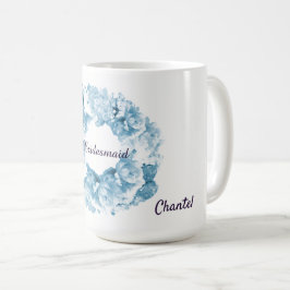 Blå monokrom krans brudtärna kaffemugg