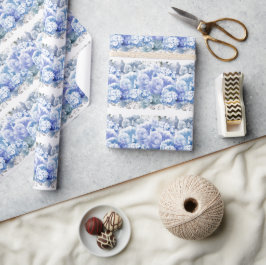 Blå monokroma blommor, Pappra Presentpapper