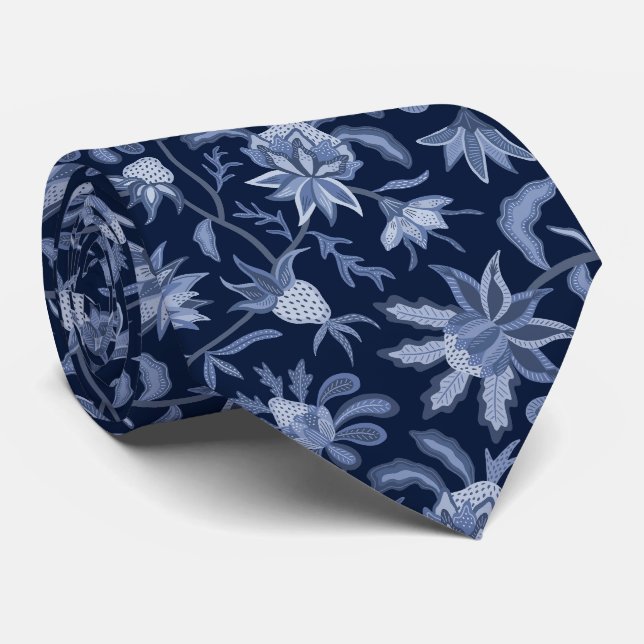 Blå monokromatisk chintz slips (Rullad)