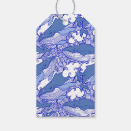 Blå monokromatisk Humpback Whale Presentetikett