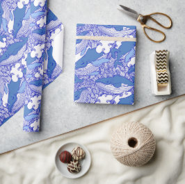 Blå monokromatisk Humpback Whale Presentpapper