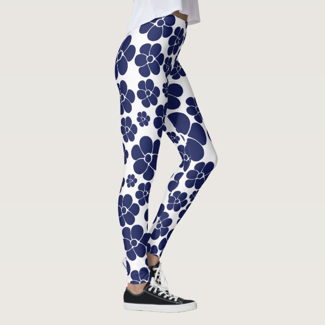 Blå Mönster - Blå och vit Leggings (Höger)