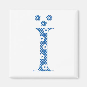 Blå Mönster Brev I (blå) Magnet