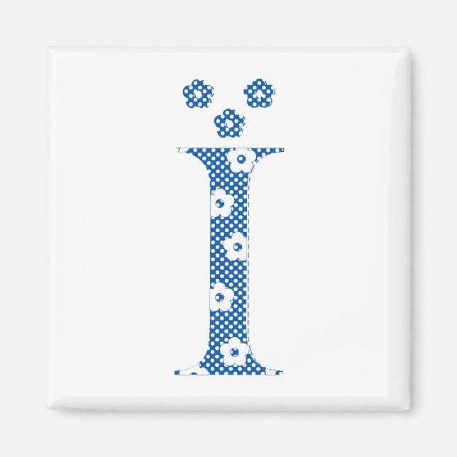 Blå Mönster Brev I (blå) Magnet (Framsidan)