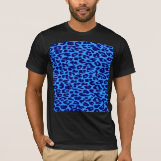 Blå mönster leopard päls struktur t shirt