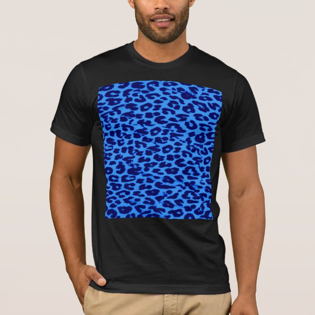 Blå mönster leopard päls struktur t shirt (Framsida)