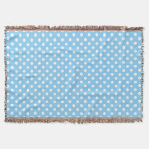 blå mönster med vit polka dots filt