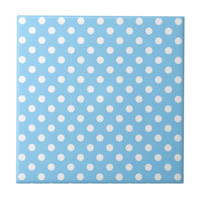 blå mönster med vit polka dots kakelplatta (Framsidan)