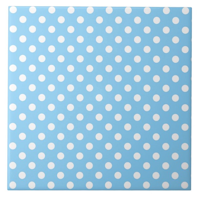 blå mönster med vit polka dots kakelplatta (Framsidan)