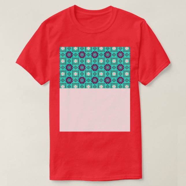 blå mönster-retro-mosaik mönster t shirt (Design framsida)