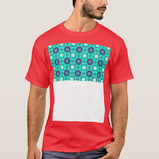 blå mönster-retro-mosaik mönster t shirt
