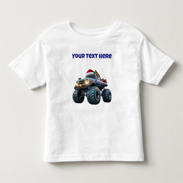 Blå Monster Truck Barn T-shirt Redigerbar (Framsida)