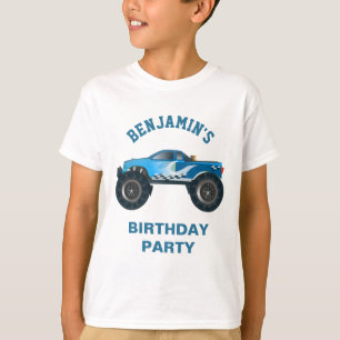 Blå Monster Truck Barnkalas T Shirt