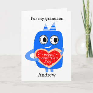Blå Monster Valentine Grandson Helgkort