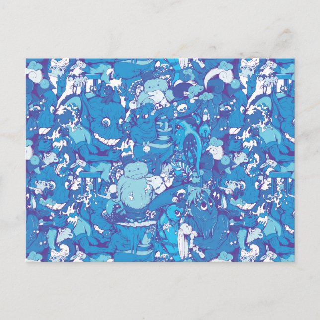 Blå monster vykort (Framsida)