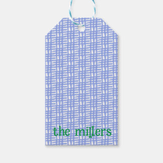 Blå mönsterad Märkre Presentetikett