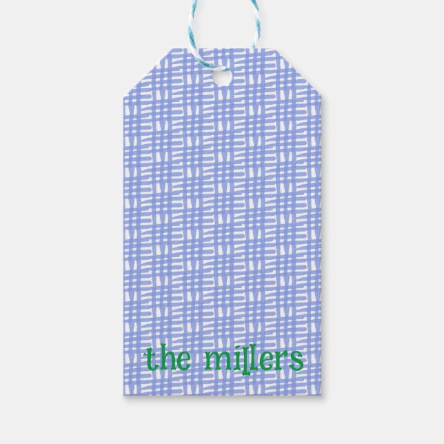 Blå mönsterad Märkre Presentetikett (Framsidan)