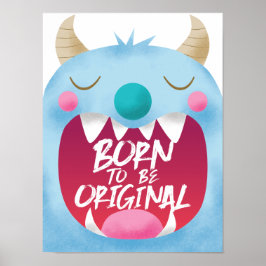 Blå monsterns pojkrum poster