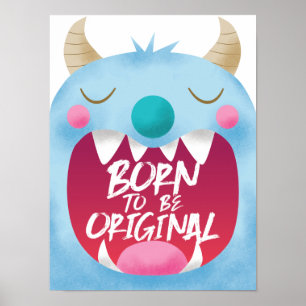 Blå monsterns pojkrum poster
