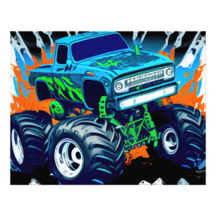 Blå monstertruck fototryck