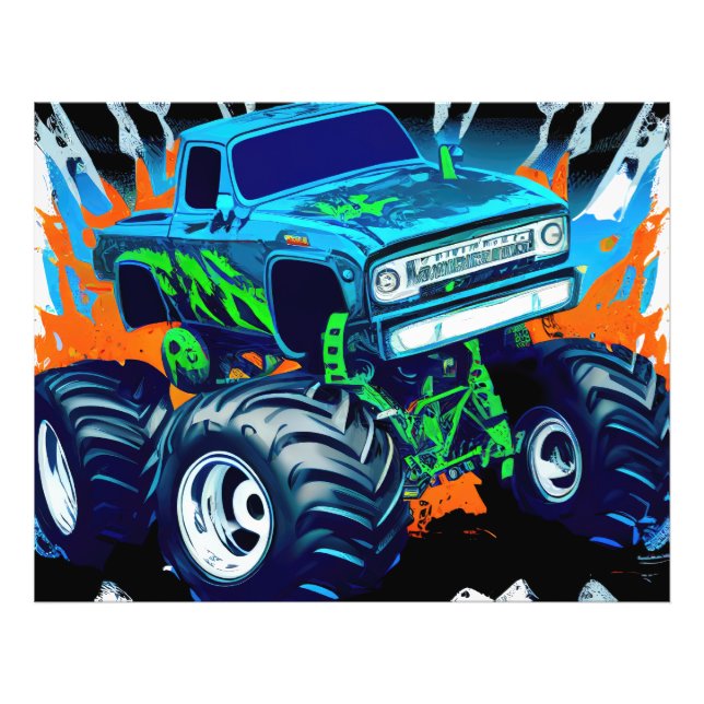 Blå monstertruck fototryck (Framsidan)