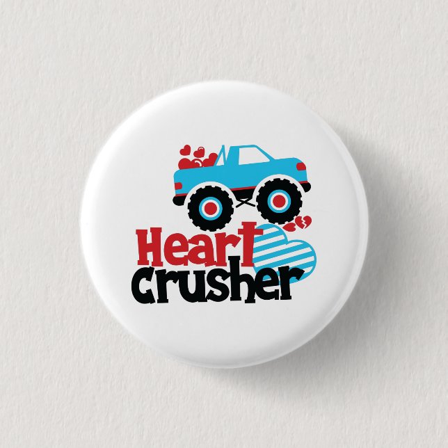 Blå Monstertruck Hjärtkrossar Valentine Knapp (Framsida)