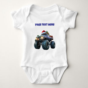Blå monstertruck redigerbar barnkroppsdräkt t shirt