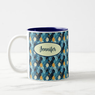 Blå Mönstrad Personlig Kaffe Kopp