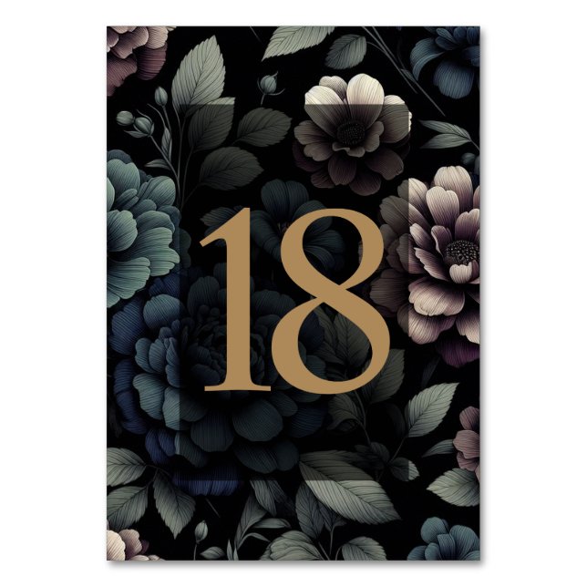 Blå Moody Blommigten Bord 18 Bordsnummer (Framsidan)