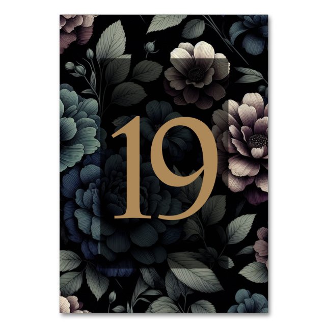 Blå Moody Blommigten Bord 19 Bordsnummer (Framsidan)