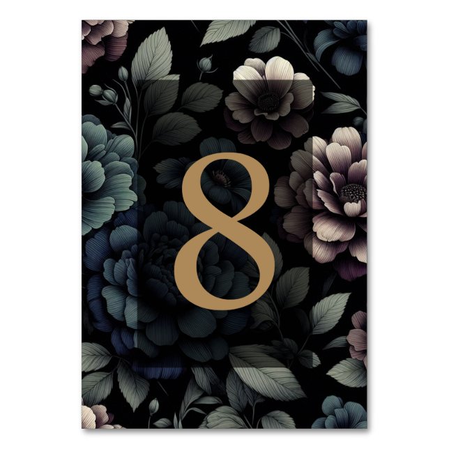 Blå Moody Blommigten Bord 8 Bordsnummer (Framsidan)