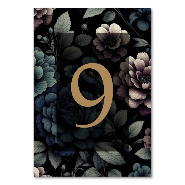 Blå Moody Blommigten Bord 9 Bordsnummer (Framsidan)