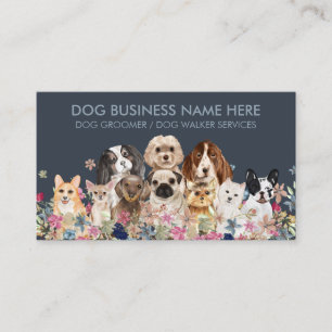 Blå Mops Chihuahua Corgi Pudel Bulldog Hundar Visitkort