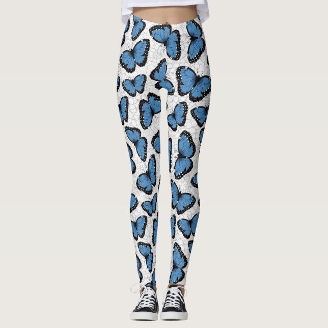 Blå morfo butterflies leggings (Framsida)