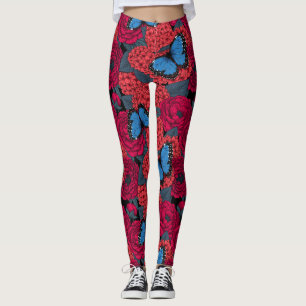 Blå morfoträdgård leggings