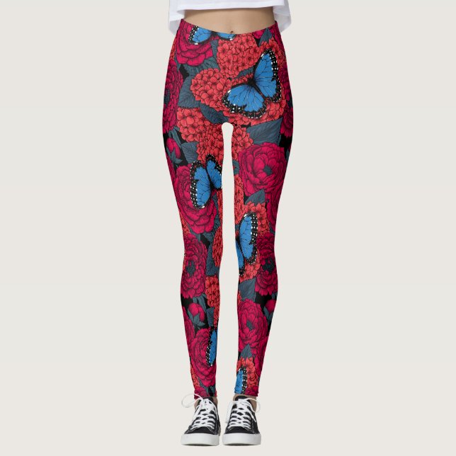 Blå morfoträdgård leggings (Framsida)