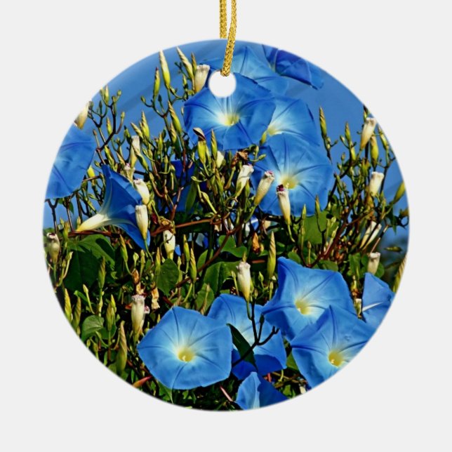 Blå morgon Glory-Ceramic Ornament (Framsidan)
