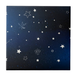 Blå Mörk Galaxy Kakelplatta