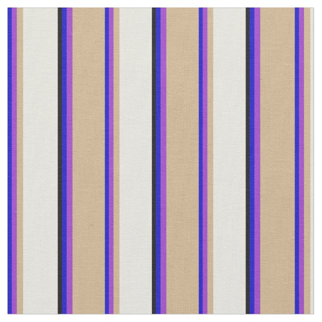 Blå, Mörk Orchid, Tan, Beige & Black Färgad Tyg (Närbild)