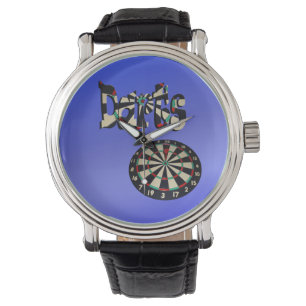 Blå mörka Logotyp Dartboard-design. Armbandsur