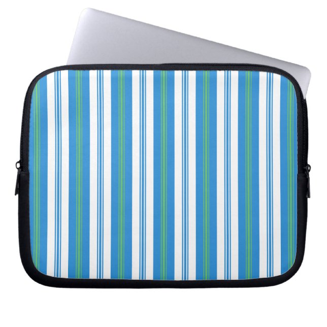 Blå Morning Glory-randig neopren-datorfodral Laptop Sleeve (Framsidan)