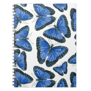 Blå morpho butterfly mönster anteckningsbok