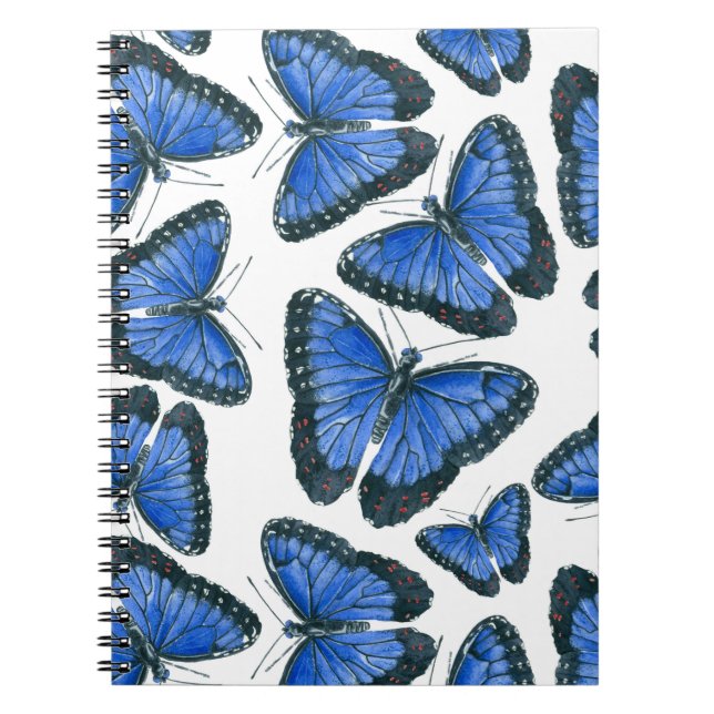 Blå morpho butterfly mönster anteckningsbok (Framsidan)
